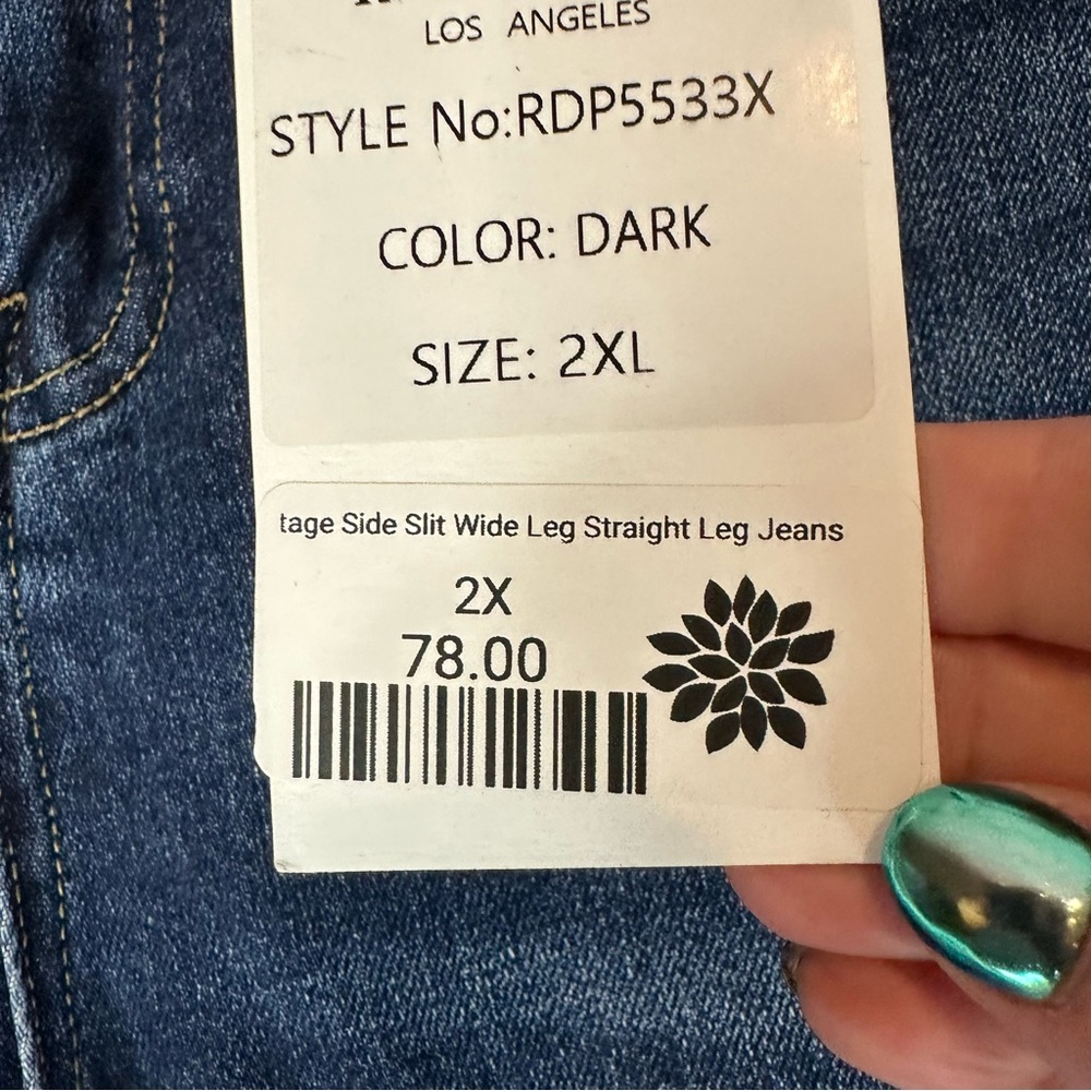 RISEN JEANS Women’s Size 2XL Denim NWT Wide Leg Style High Rise Straight Stretch - Picture 6 of 16